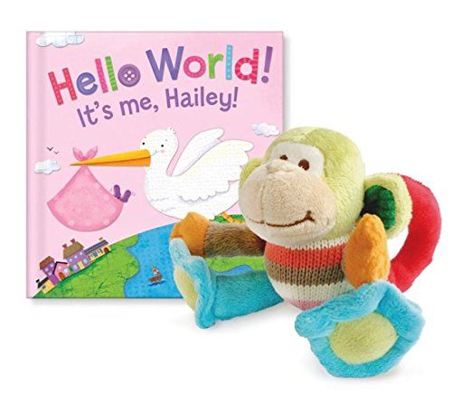 Hello World (Pink) and Monkey Rattle Gift Set