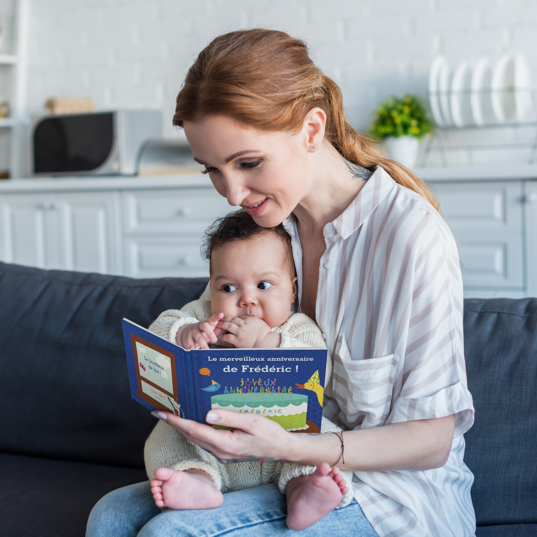 Le merveilleux anniversaire de bébé Livre Personnalisé Cartonné - Bleu