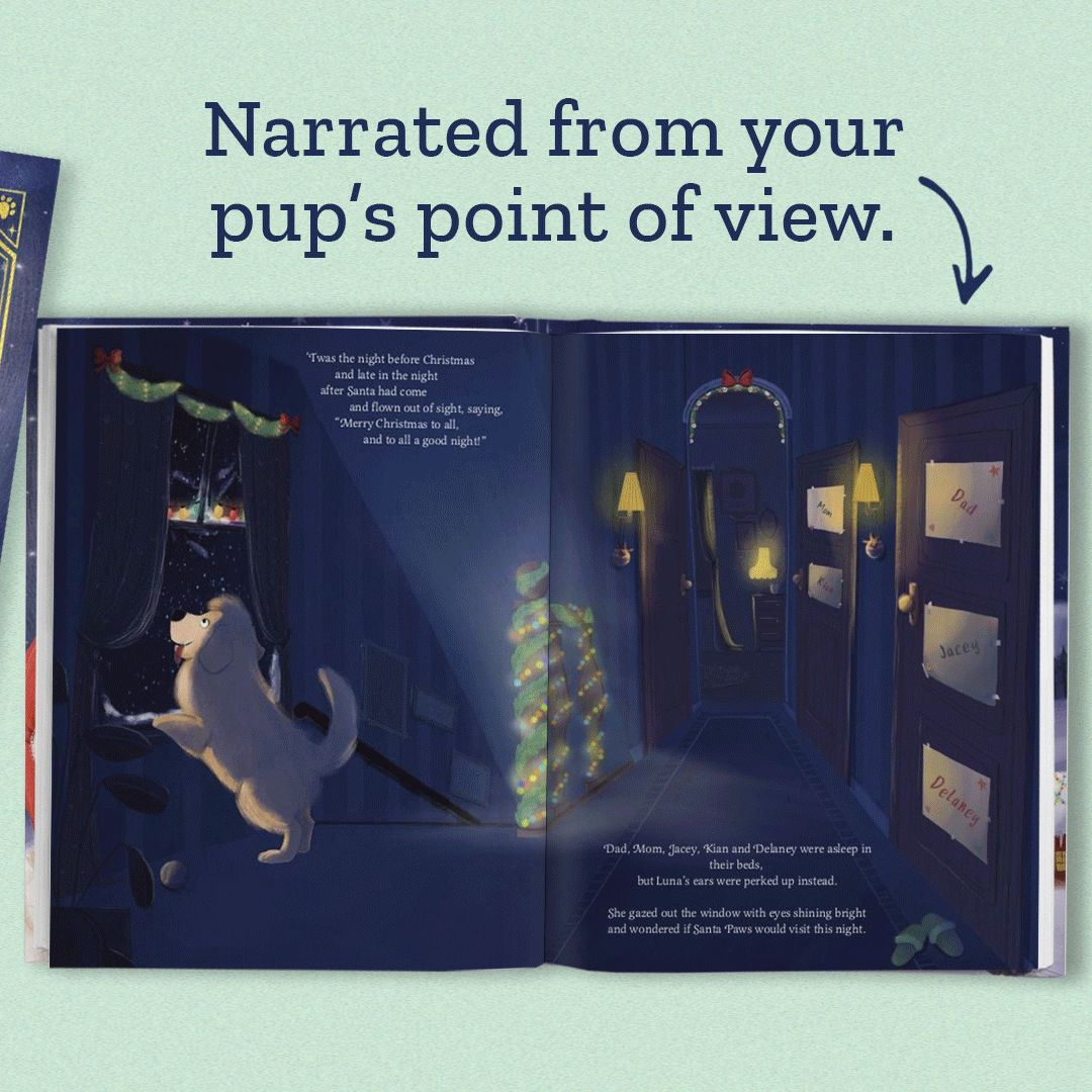 Our Dog’s Night Before Christmas Personalised Book Gold Foil Edition