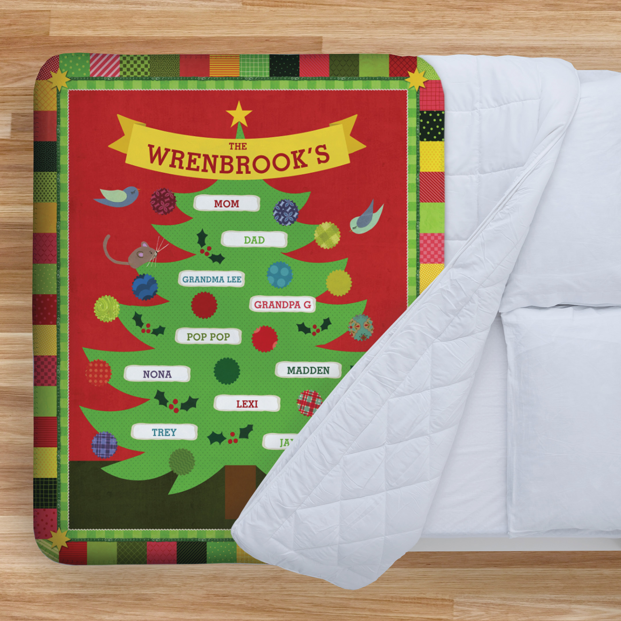 Personalized Sherpa Blanket Christmas Family Tree