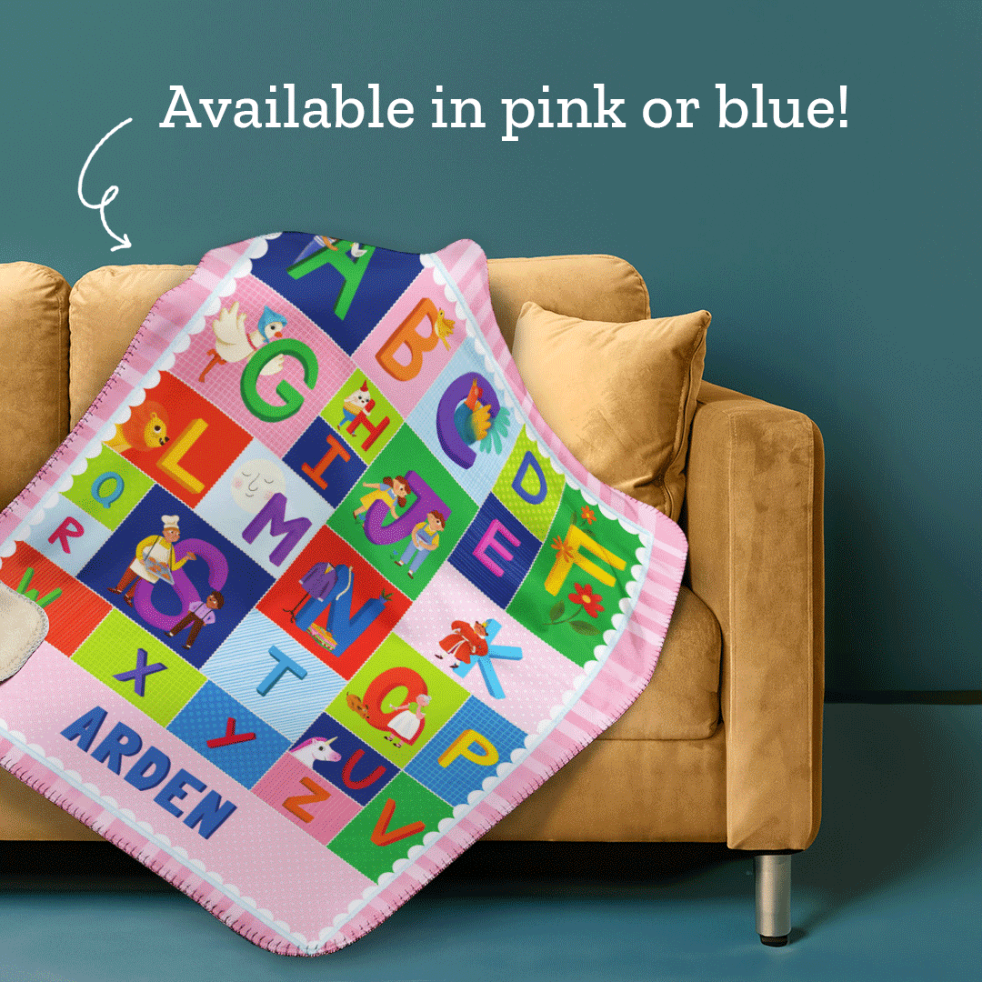 Personalized Sherpa Blanket ABC Nursery Rhymes