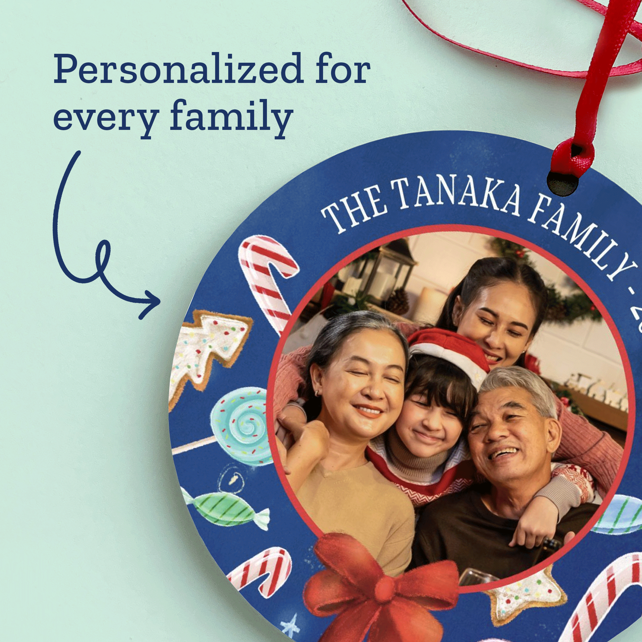 Family Christmas Personalised Photo Ornament