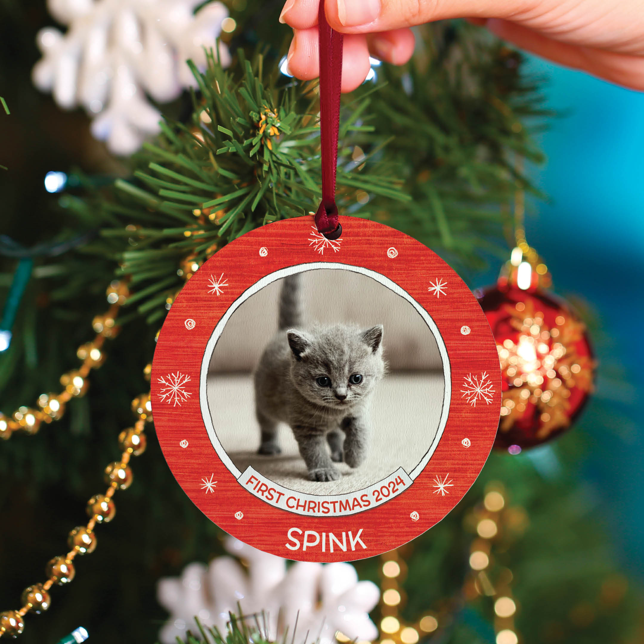 Cat s First Christmas Personalized Ornament