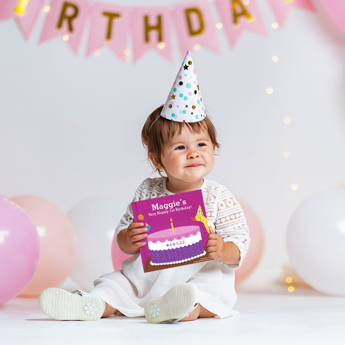 Baby's First Birthday Personalized Board Book for Girls
