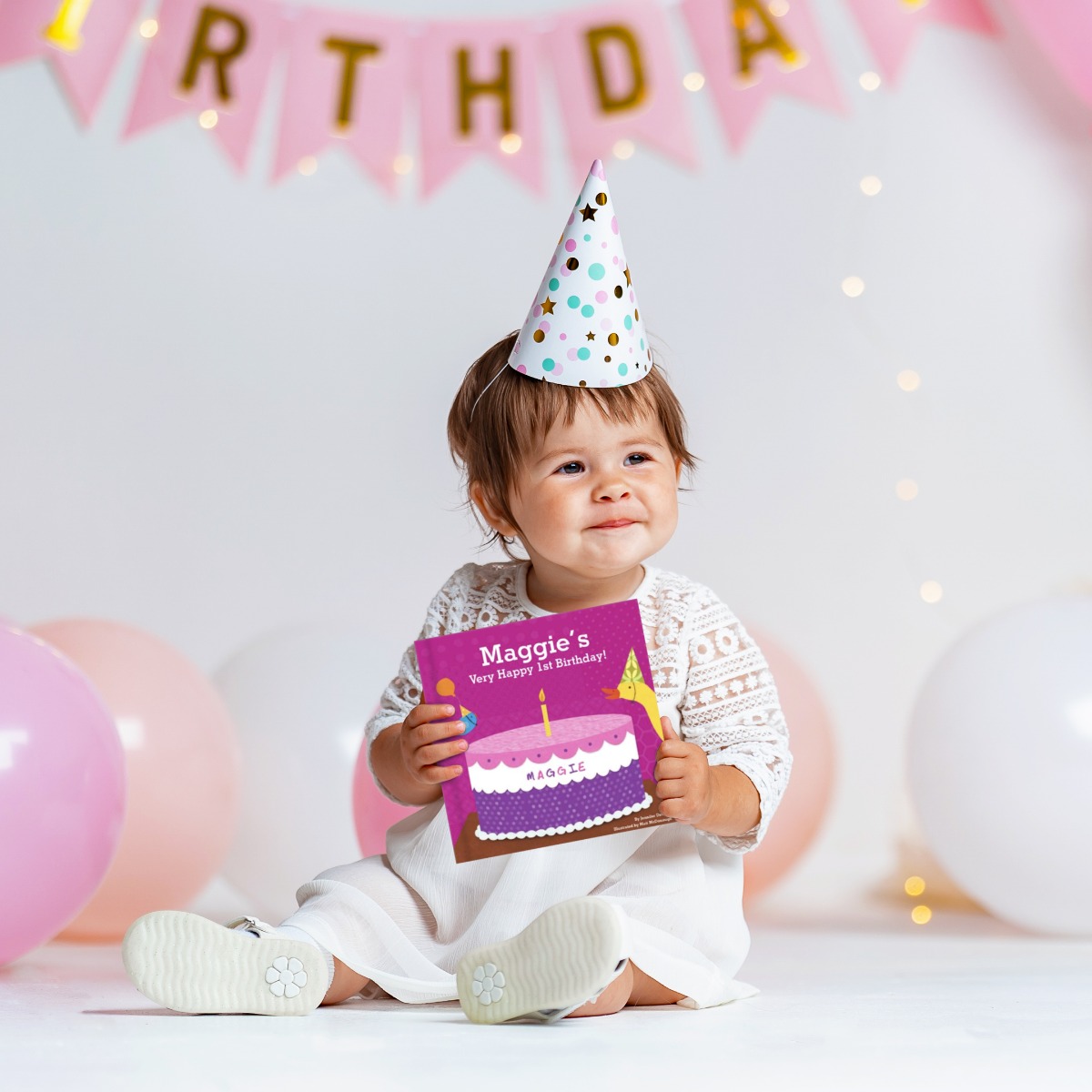 Baby's First Birthday Personalized Board Book - Pink