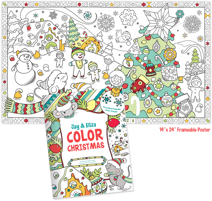 Color Christmas With Me Adult & Child Coloring Book & Frameable Art