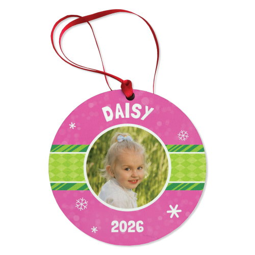 Festive Ribbon Personalized Photo Ornament