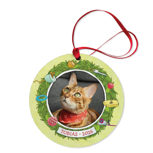 Merry Cat Personalized Photo Ornament