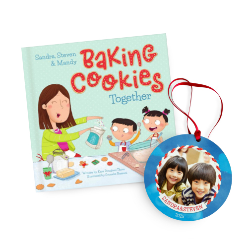 Baking Christmas Cookies Together Personalized Book and Ornament Gift Set