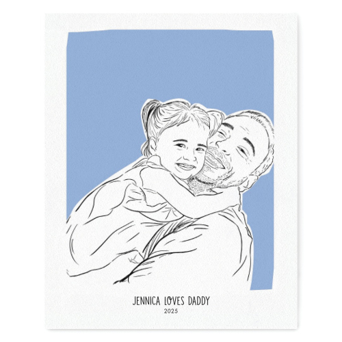 Baby and Dad Personalized Portrait - Black Line