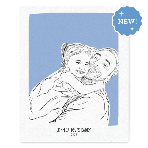 Baby and Dad Personalized Portrait - Black Line