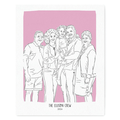 Family Personalized Portrait - Black Line