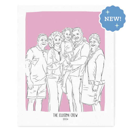 Family Personalized Portrait - Black Line