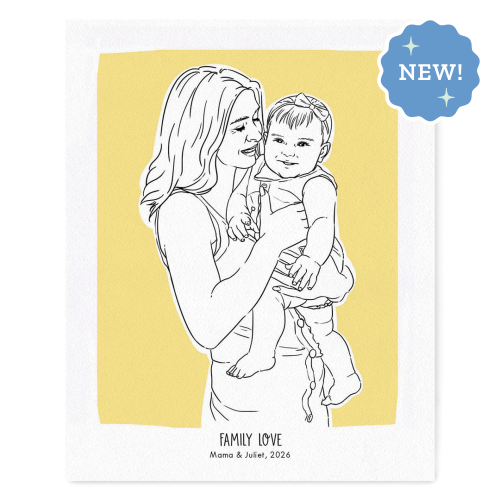 Baby and Mom Personalized Portrait - Black Line