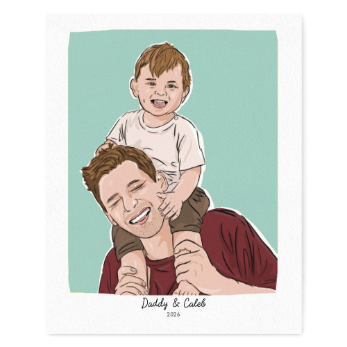Baby and Dad Personalized Portrait - Traditional