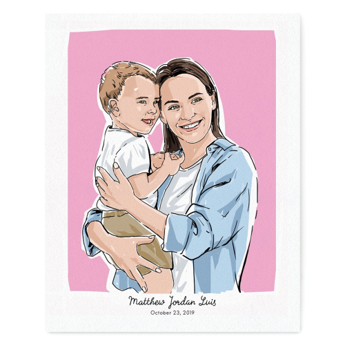 Baby and Mom Personalized Portrait - Traditional