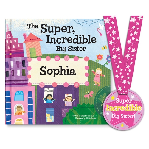 The Super, Incredible Big Sister Personalized Book and Medal