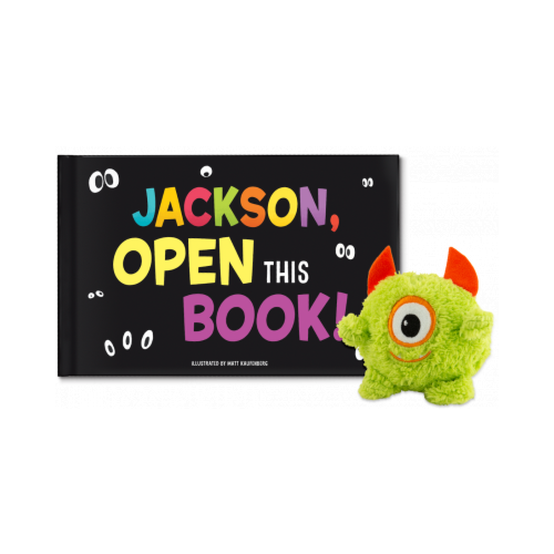 Open This Name Personalized Book and Monster Plush Gift Set