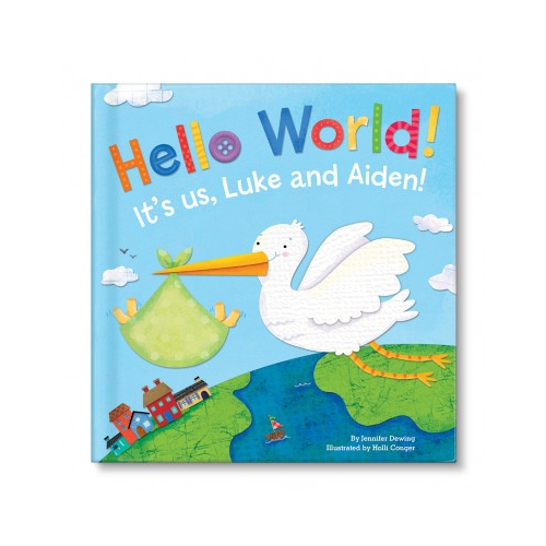 Hello World! Personalized Board Book for Twins