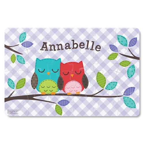 Gingham Owl Personalized Puzzle - 24 Pieces