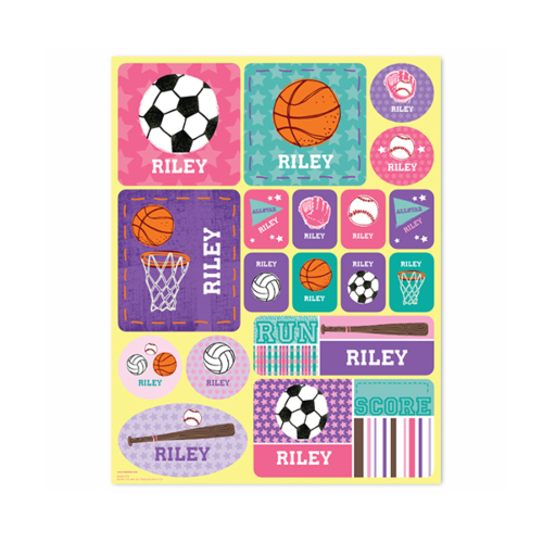 Sports Personalized Stickers - Pink