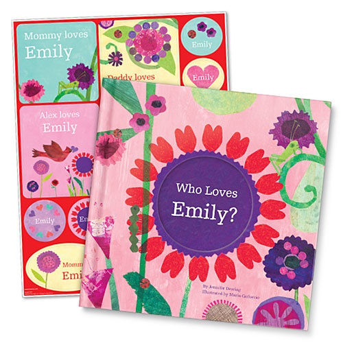 Who Loves Me? Pink Personalized Book and Stickers Gift Set