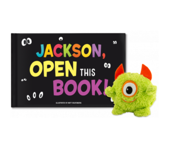Open This Name Personalized Book + Monster Plush Gift Set