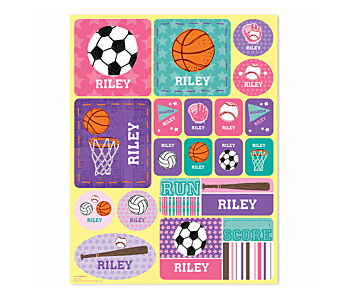 Sports Personalized Stickers - Pink