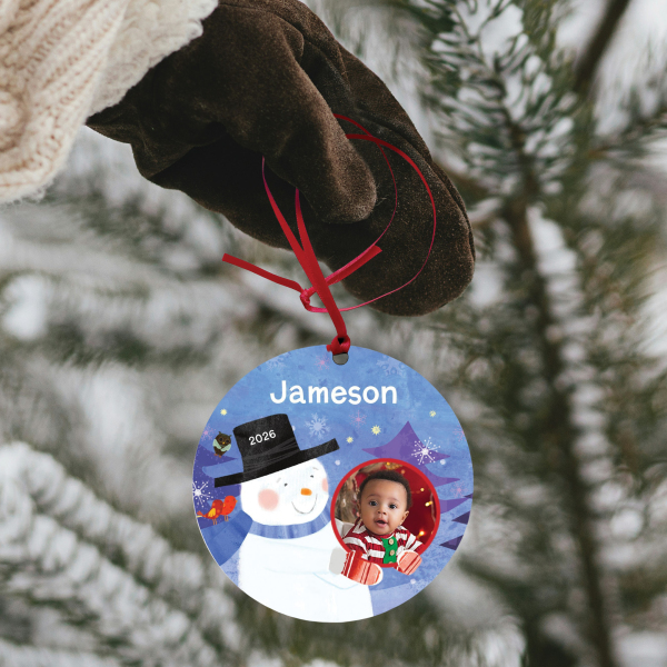 Magical Snowman Personalised Photo Ornament