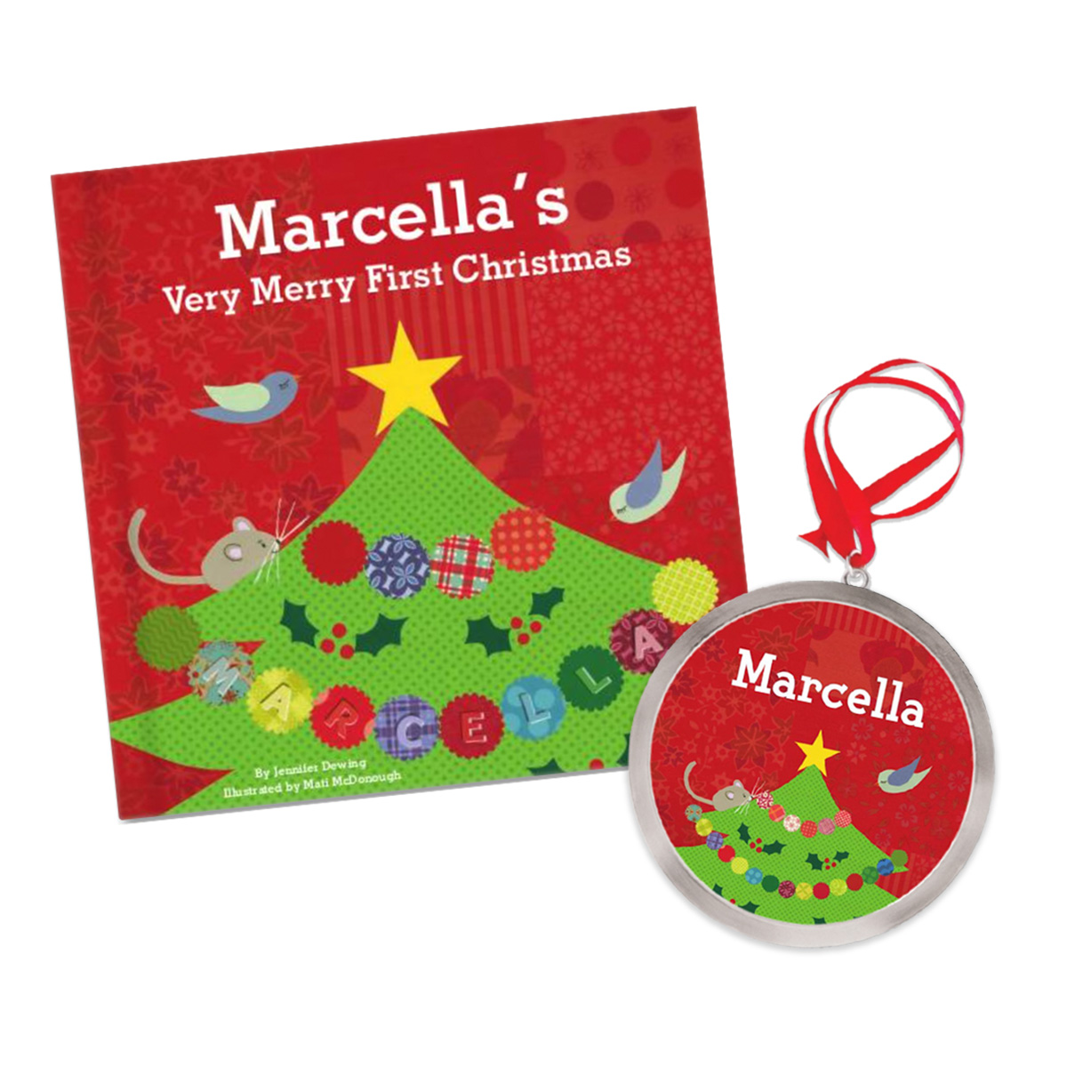 Baby's First Christmas Personalized Board Book and Ornament Gift Set