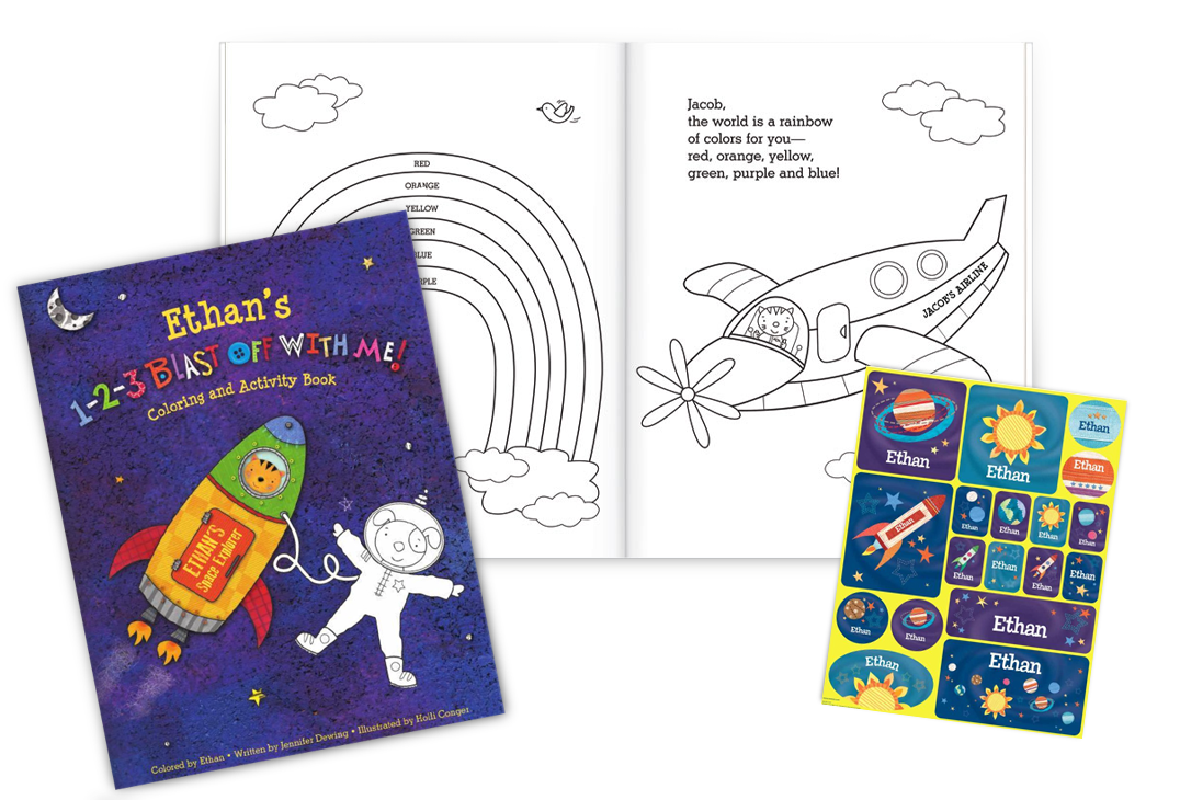 1-2-3 Blast Off With Me Coloring Book and Sticker Gift Set