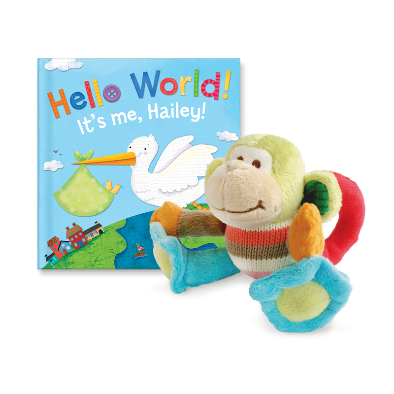 Hello World and Monkey Rattle Gift Set