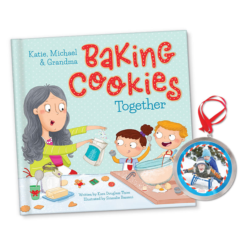 Baking Christmas Cookies Together Personalized Book and Ornament Gift Set 