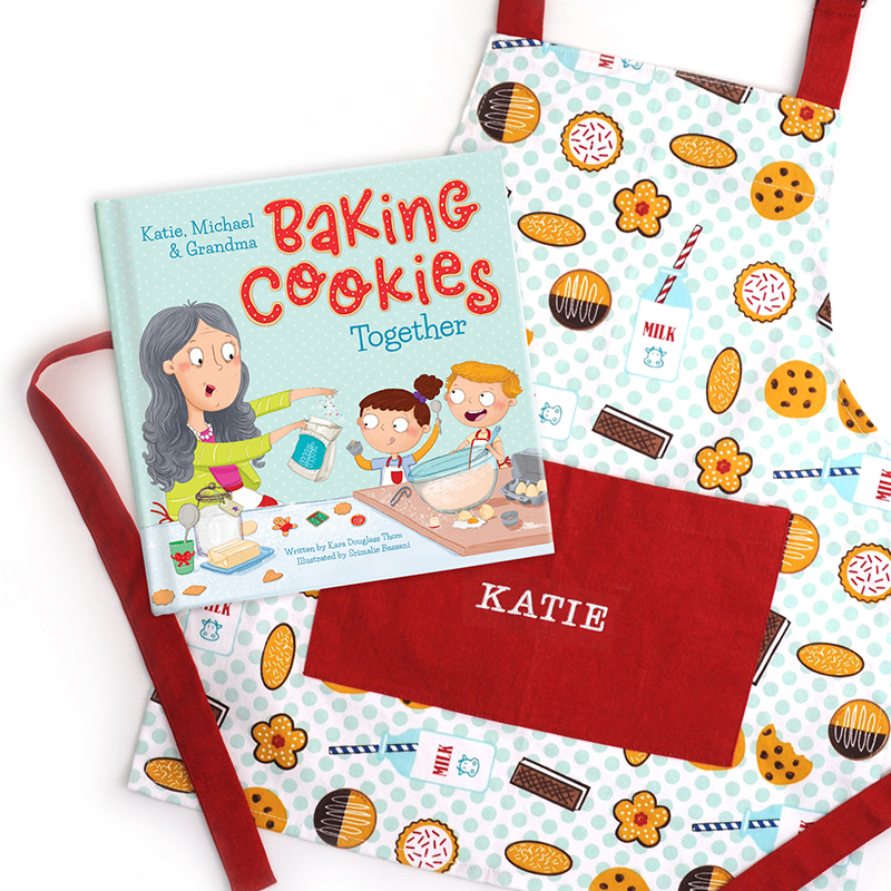 Baking Christmas Cookies Together Personalized Storybook and Apron Gift Set