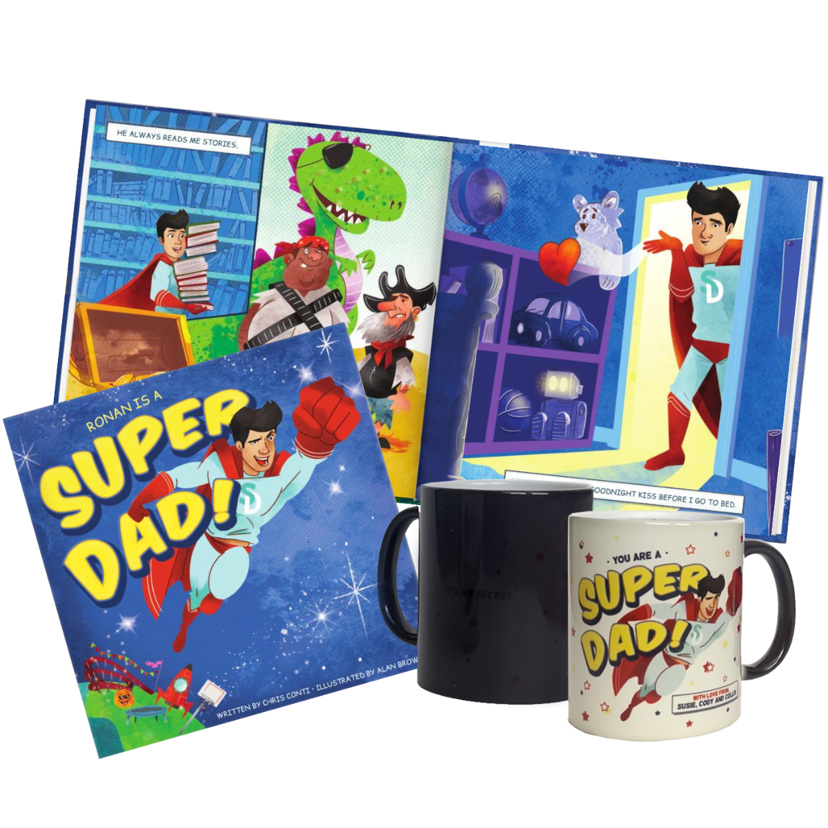 Super Dad Personalized Book and Color-Changing Mug Gift Set