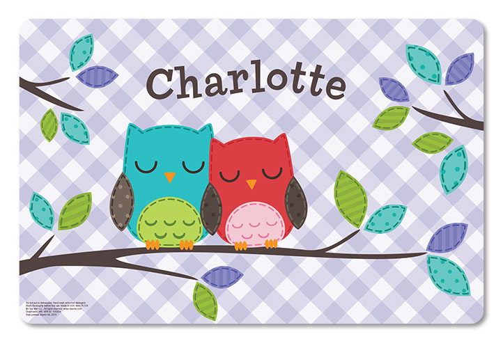 Gingham Owl Personalized Placemat