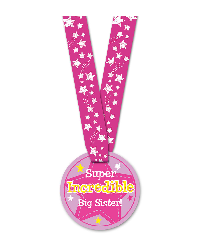 The Super, Incredible Big Sister Book and Medal for Twins