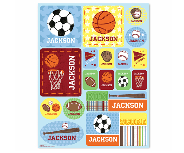 Sports Personalized Stickers - Blue
