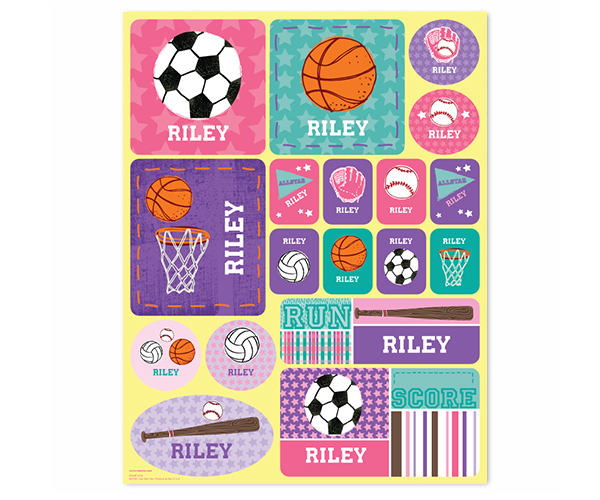 Sports Personalized Stickers - Pink