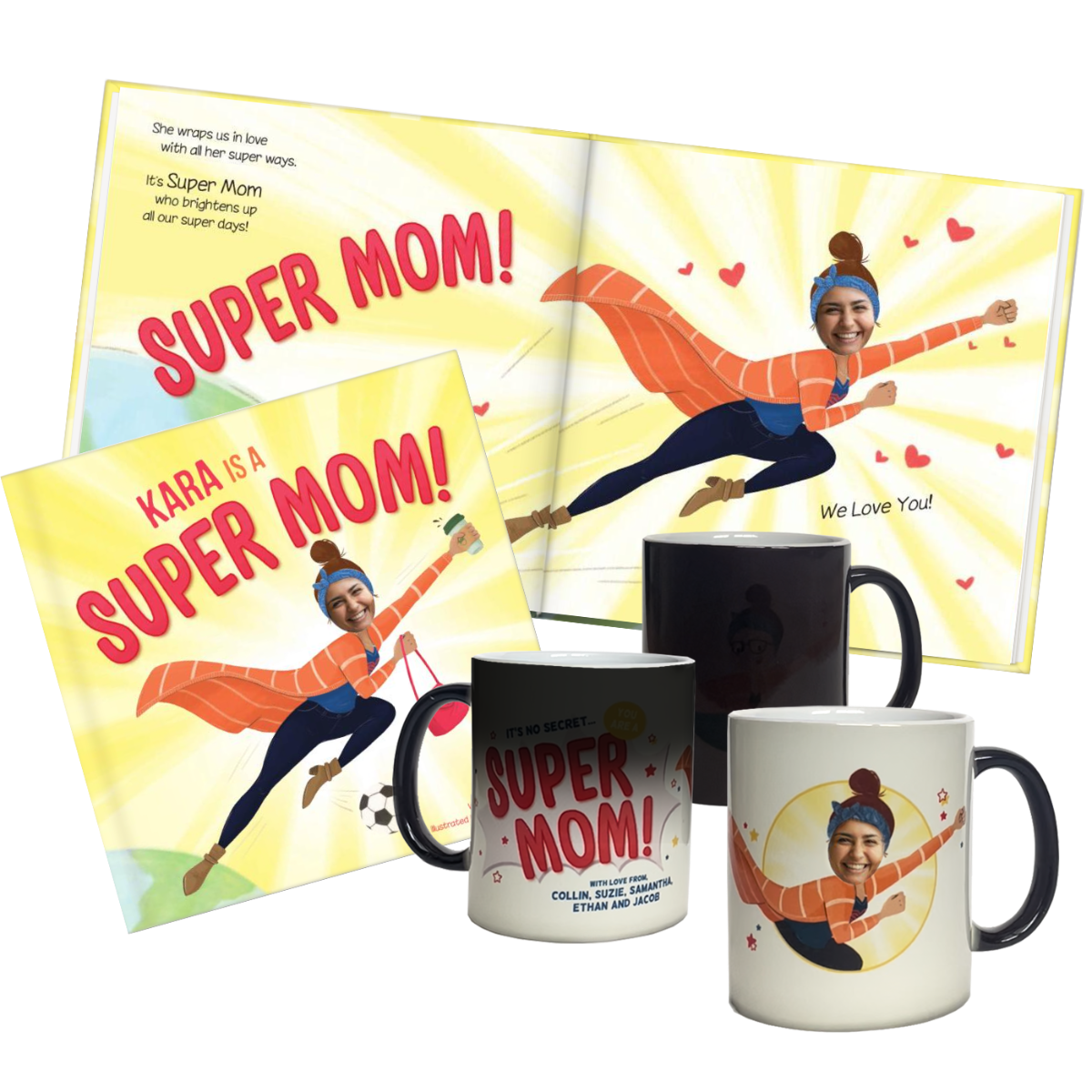 Super Mom! Personalized Book and Color-Changing Mug Gift Set